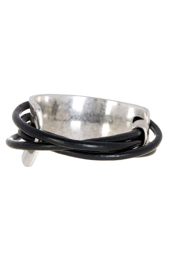 SAACHI Black Gladiator Wrap Leather Bracelet 2