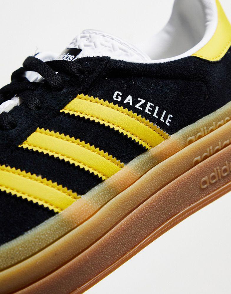 adidas Originals adidas Originals Gazelle Bold platform trainers in black and gold