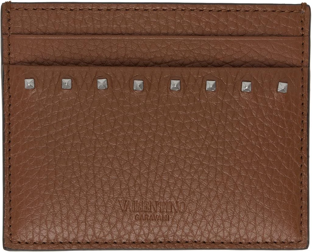 Valentino Brown Rockstud Card Holder
