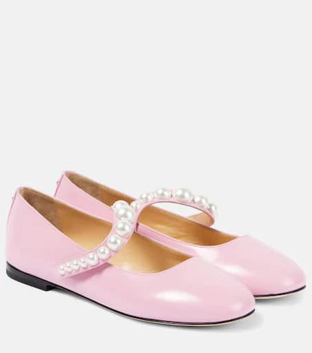 Mach & Mach Sirene faux pearl leather Mary Jane flats 1