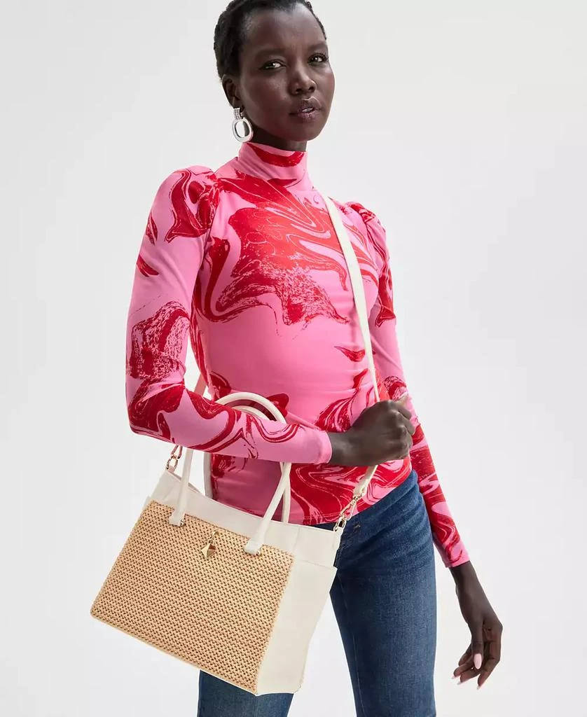 INC International Caitii Medium Straw Satchel, Exclusively at Macy's 4