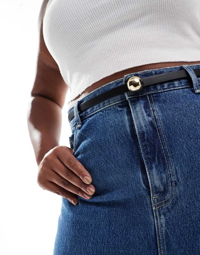 ASOS ASOS DESIGN CURVE domed skinny waist and hip belt in black 1