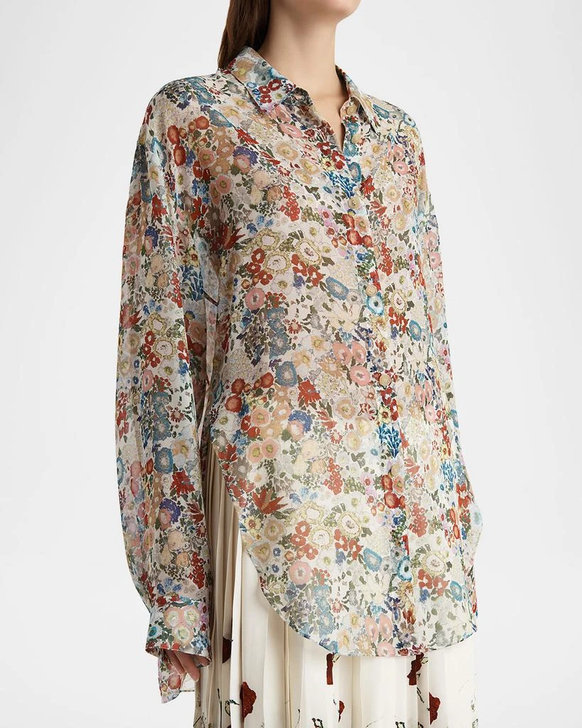 Khaite Goya Floral Silk Chiffon Button-Down Top 5