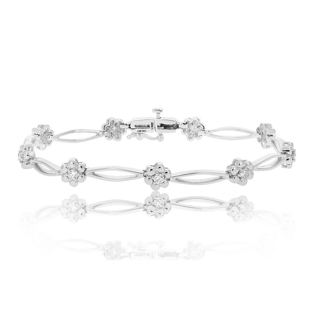 Vir Jewels 1/2 cttw SI2-I1 Diamond Bracelet 10K White Gold Flower Shape Clover 6.5 Inch 4