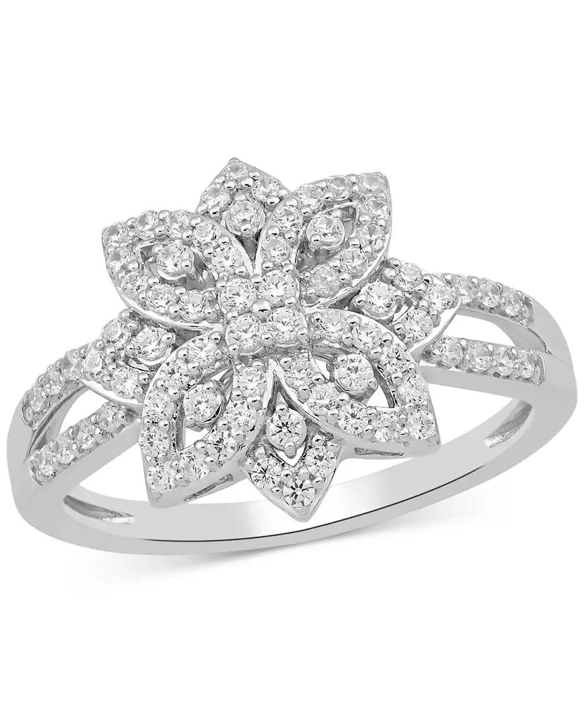 Diamond Flower Cluster Statement Ring (1/2 in Sterling