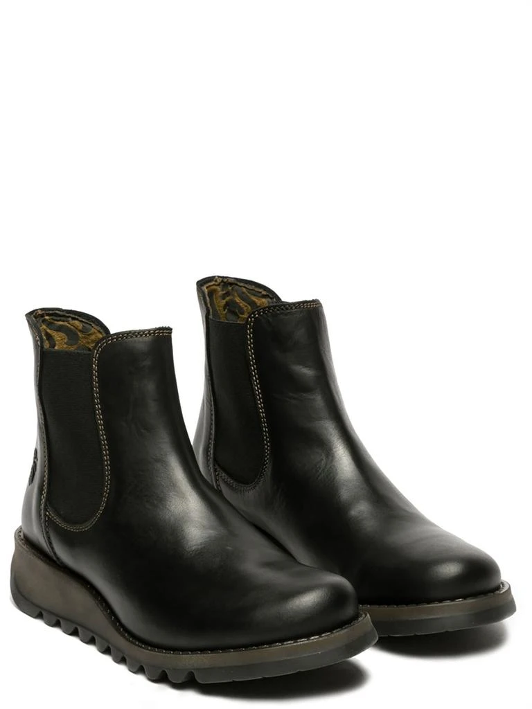 FLY London Fly London Womens Black SALV Chelsea Leather Ankle Casual Wedge Heel Boots 3