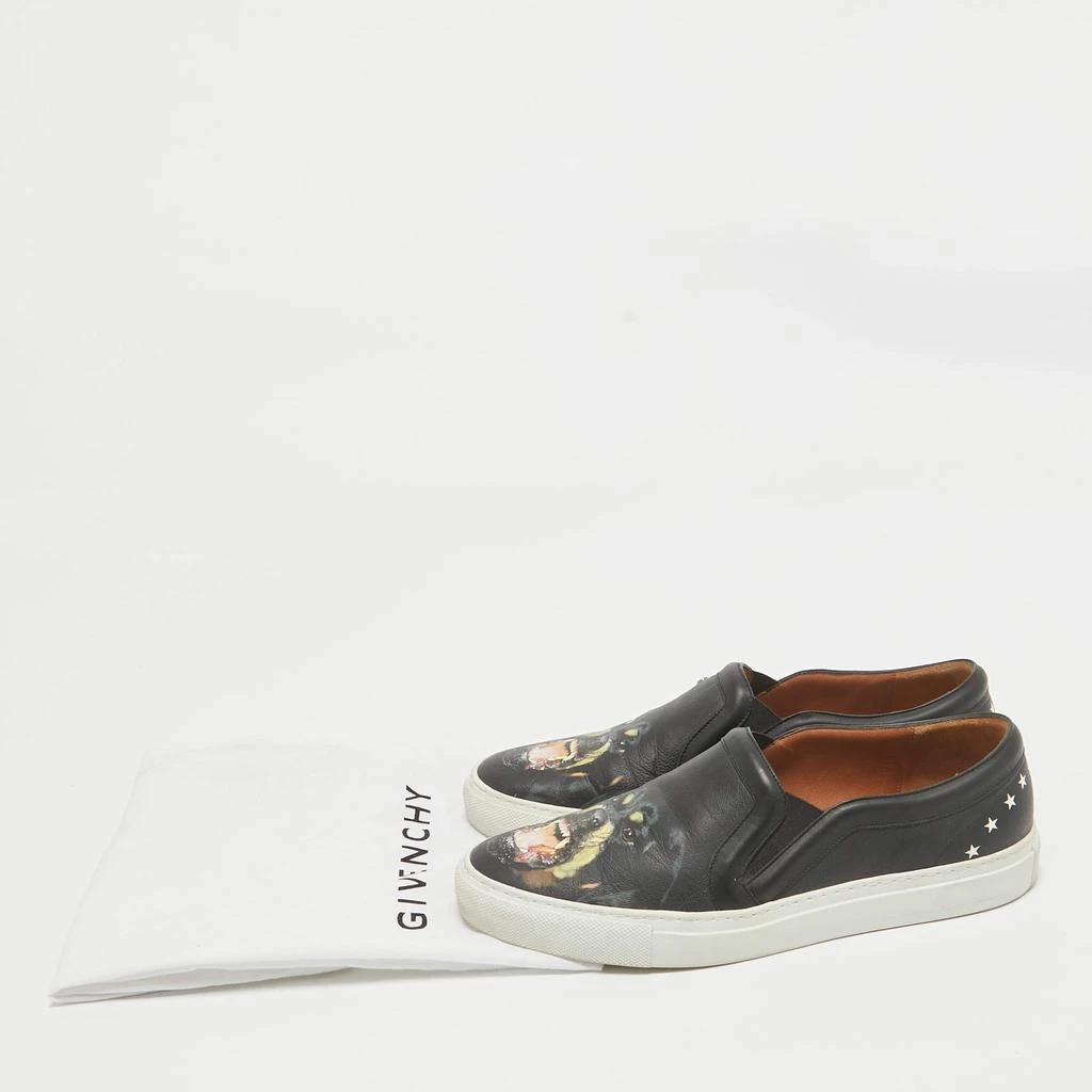 Givenchy Black Leather Printed Rottweiler Slip On Sneakers  display picture 1