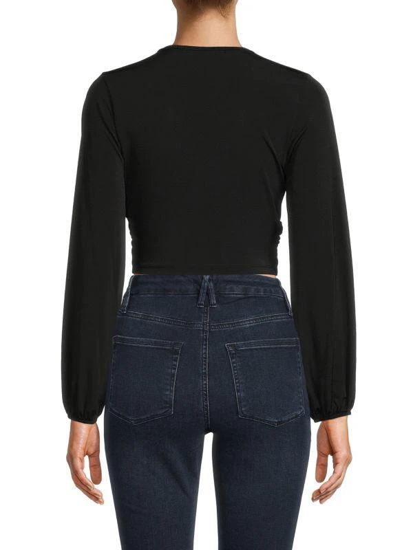 Renee C. Ruched Long Sleeve Crop Top 2