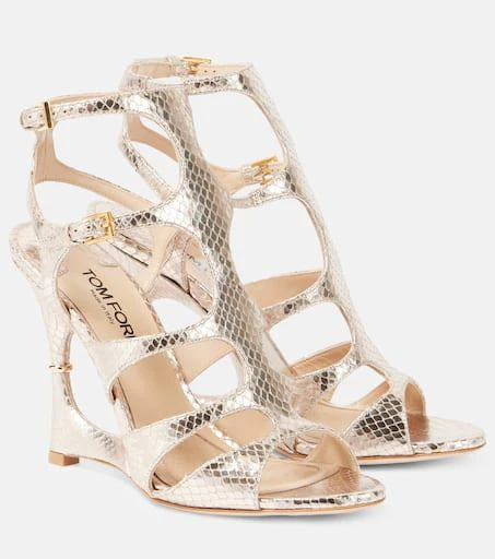 Tom Ford Cage snake-effect leather sandals 1
