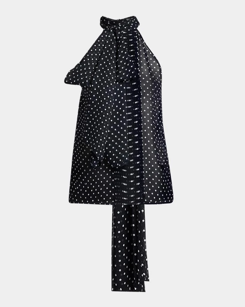 Tom Ford Polka-Dot Chiffon Neck-Tie Sleeveless Blouse