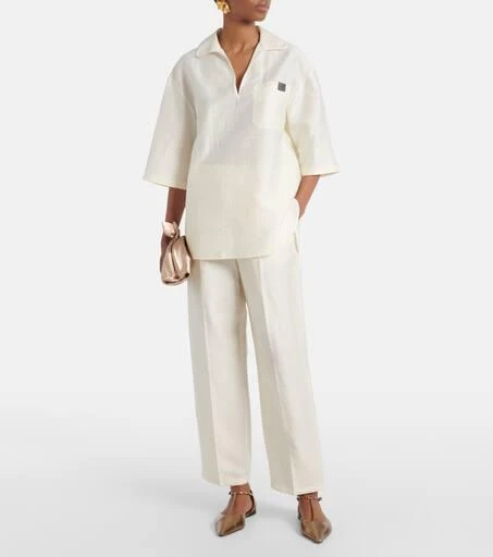 Max Mara Osiride linen and silk-blend polo shirt 2