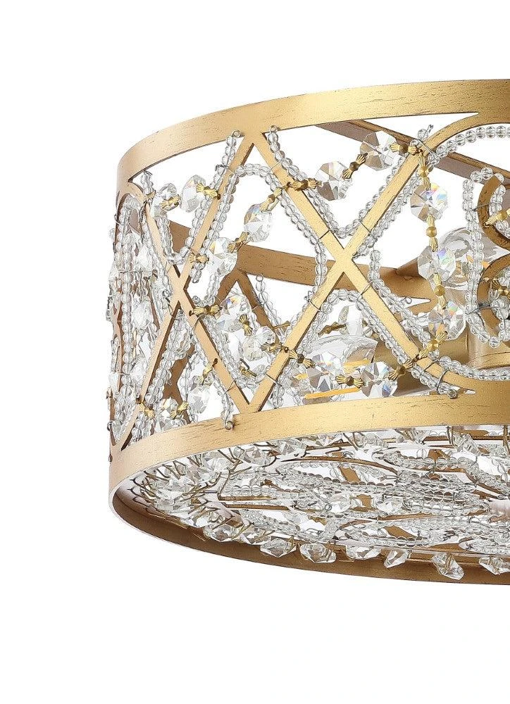 JONATHAN Y Leila 3-Light 13.25" Iron/Crystal Modern Glam LED Flush Mount 5