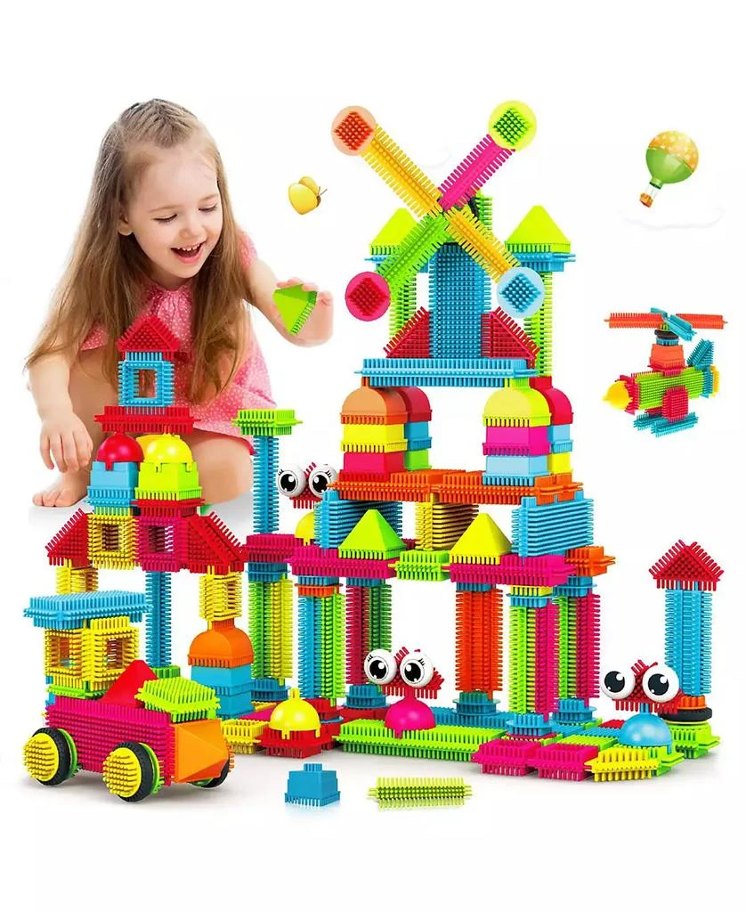 Contixo Stem Building Toys, 244 Pcs Bristle Shape 3d Tiles Building Set Construction Learning Stacking For Boys
Girls, Creative Educational Sensory Play Blocks Kit For Kids At Ages 3-8