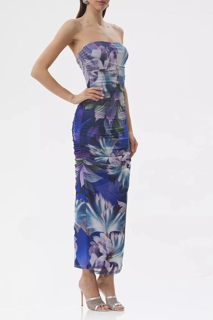 AFRM AFRM Marlo Abstract Orchid Ruched Mesh Strapless Maxi Dress - Dresses  & Skirts - Free Shipping - BeyondStyle