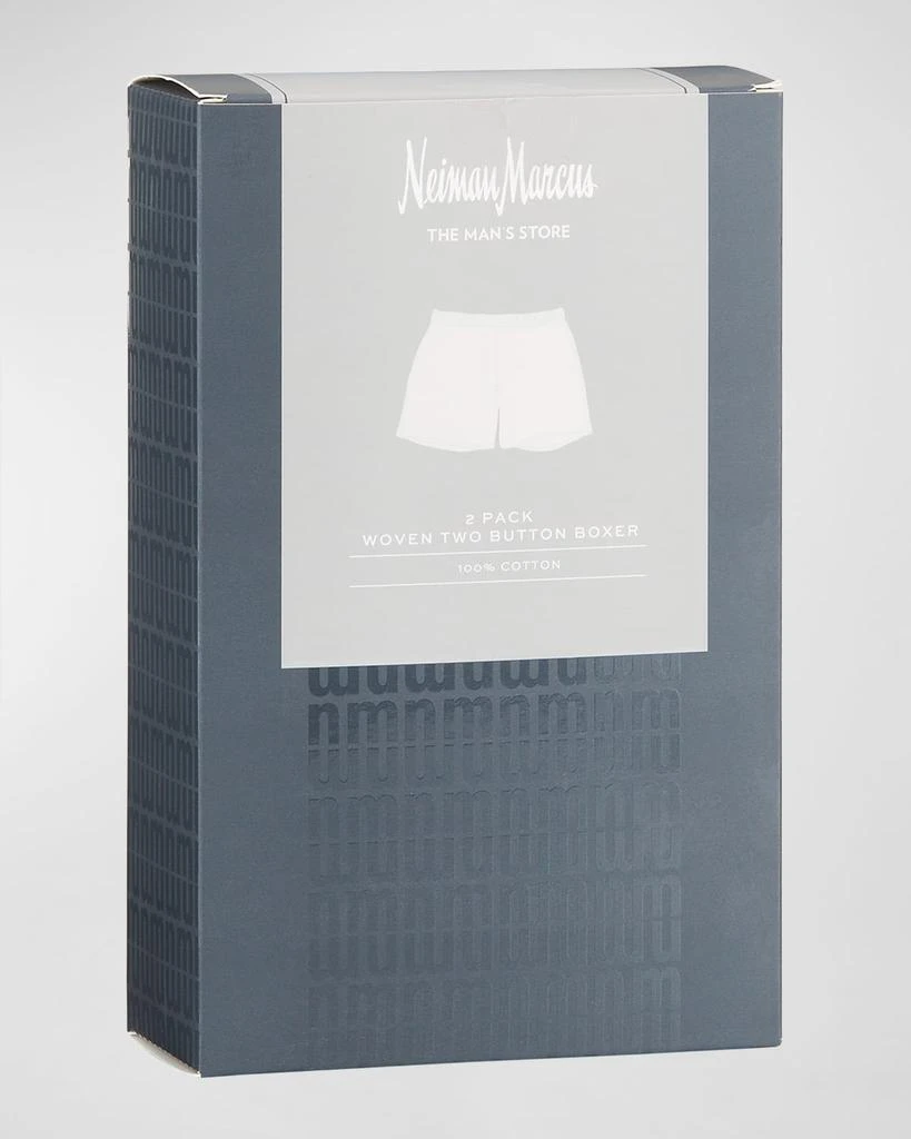 Neiman Marcus Men's 2-Pack Tagless Cotton Boxers, White 2