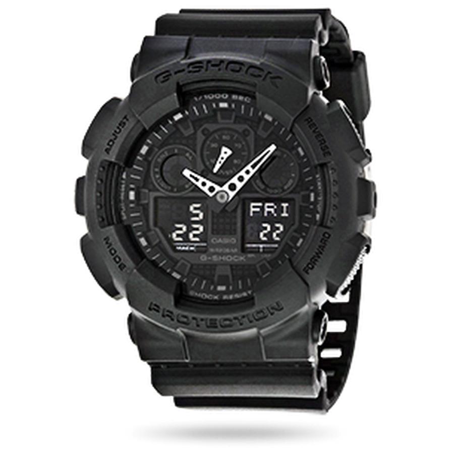 Casio G-Shock Perpetual Alarm World Time Chronograph Quartz Analog-Digital Black Dial Men's Watch GA-100-1A1