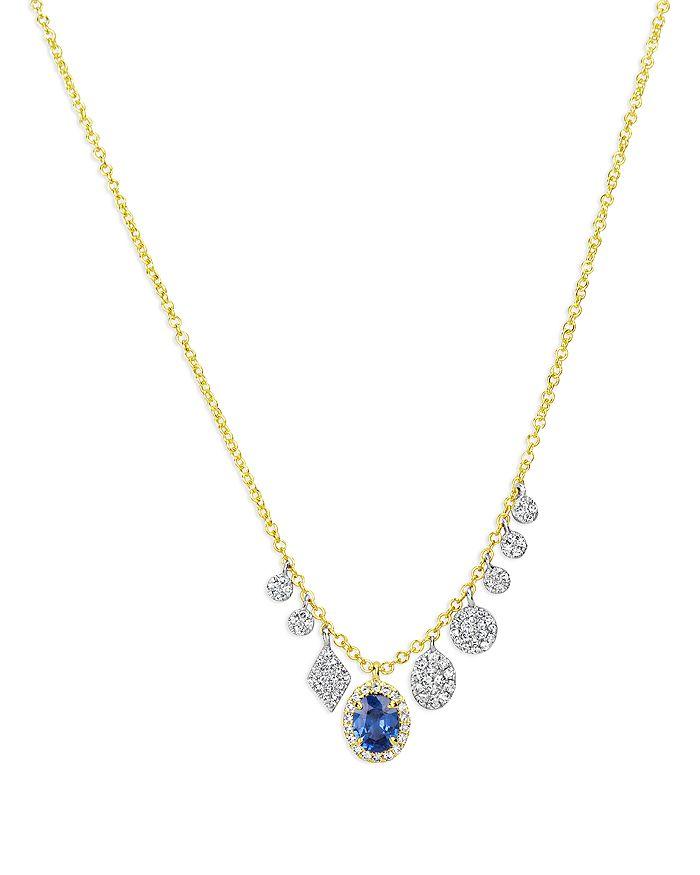 Meira T 14K White & Yellow Gold Blue Sapphire & Diamond Dangle Pendant Necklace, 18-20"