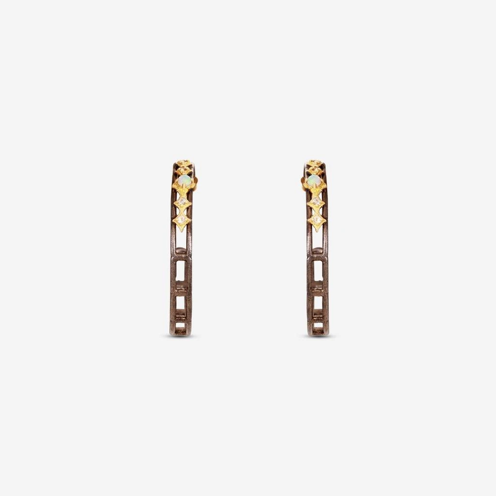 Armenta Armenta 18K Yellow Gold & Grey Sterling Silver Morganite & Australian Opal Crivelli Hoop Earrings 20539 2