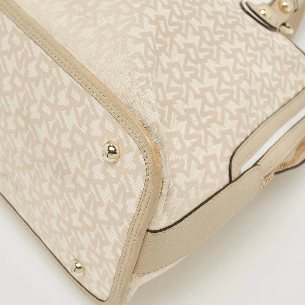 DKNY DKNY Cream/Beige Signature Canvas and Leather Dome Satchel 19