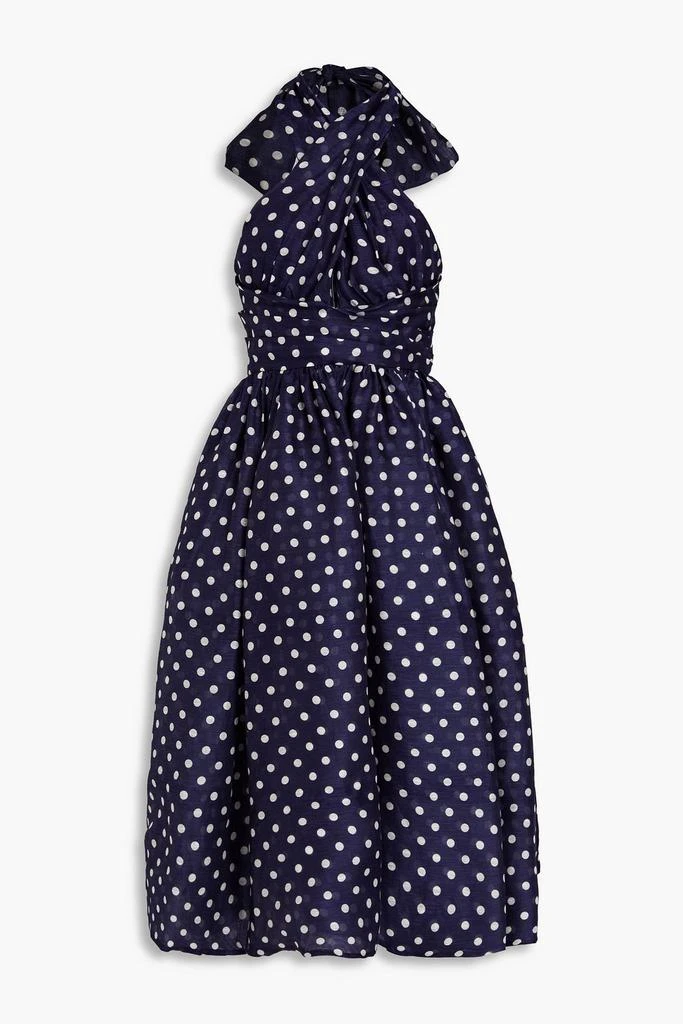 Zimmermann Polka-dot linen and silk-blend halterneck midi dress 1