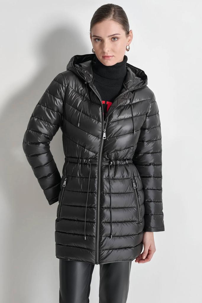 DKNY PUFFER JACKET WITH CINCHED WAIST