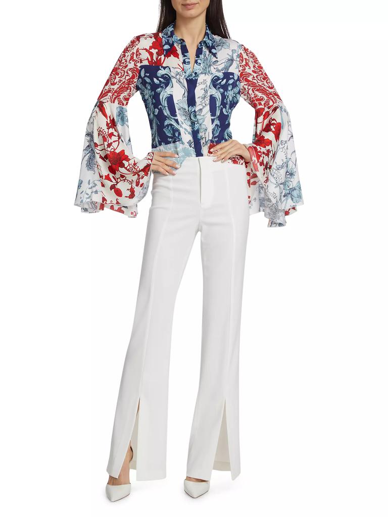 Alice + Olivia Willa Floral Bell-Sleeve Blouse