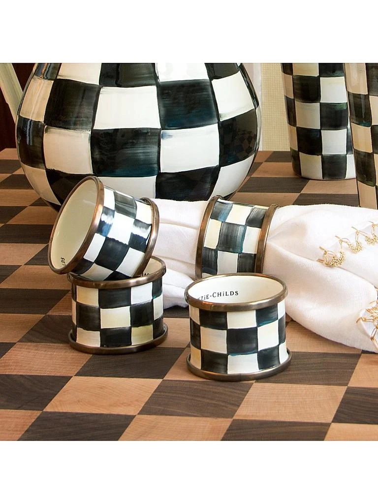 MacKenzie-Childs Courtly Check Enamel Napkin Rings - Set of 4 2