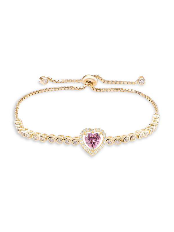 Gabi Rielle Color Forward Heart Amethyst Crystal Halo Bolo Bracelet
