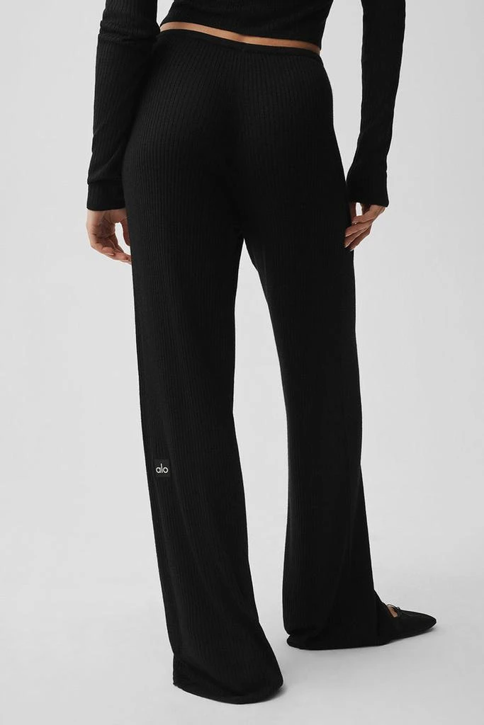 Alo Sweater Knit Mid-Rise Unwind Wide Leg Pant - Espresso 4