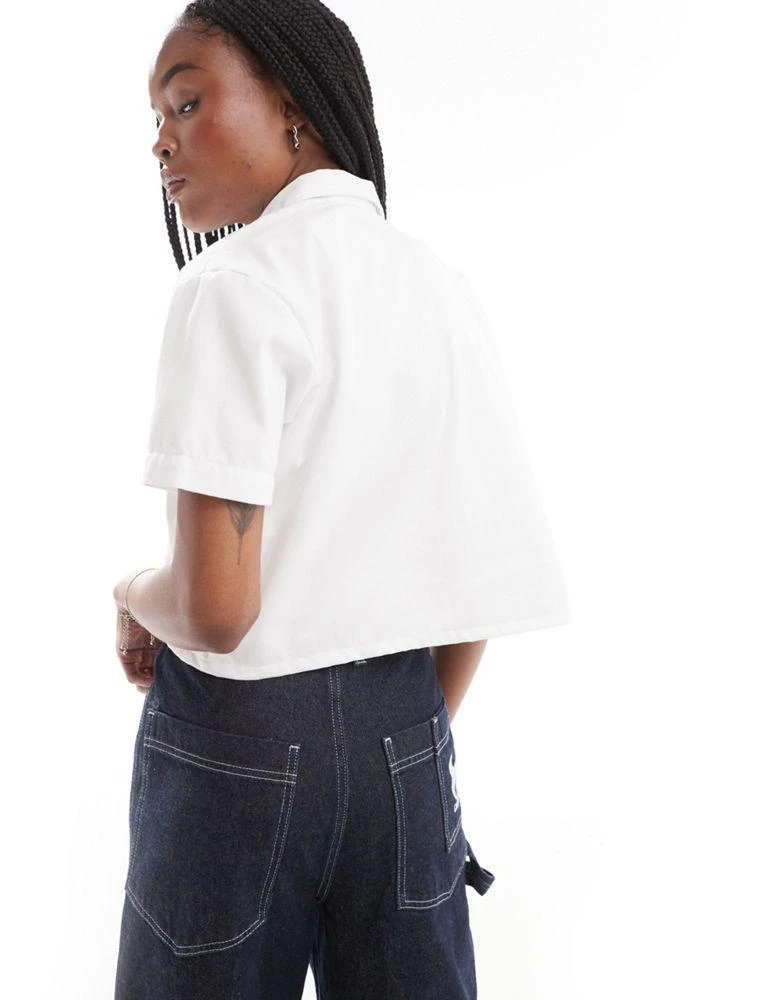 DICKIES Dickies cropped work shirt with pockets in white 2