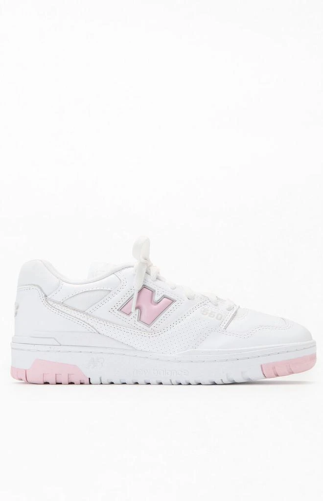 New Balance White & Pink 550 Sneakers 1