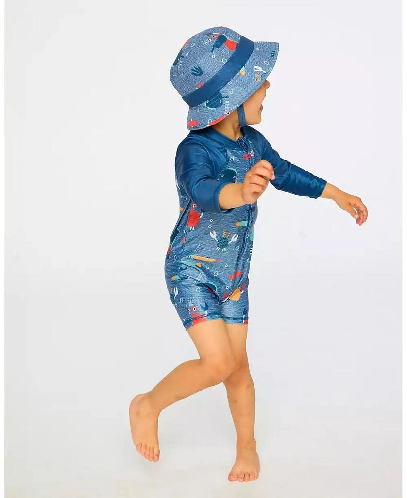 Deux par Deux Baby Boys Polyester Beach Hat Marine Animal Print 2