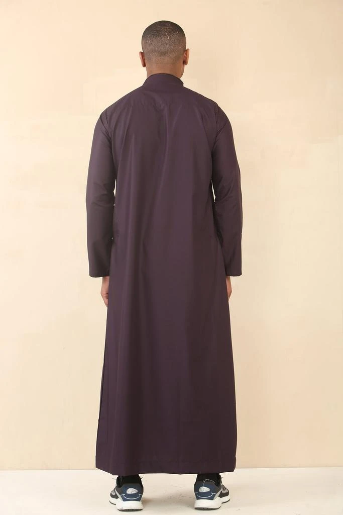 Arabic Thobes Mens Purple Thobe Jubba Emirati Islamic Arabic Eid Embroidery Kaftan Jubbah Robe