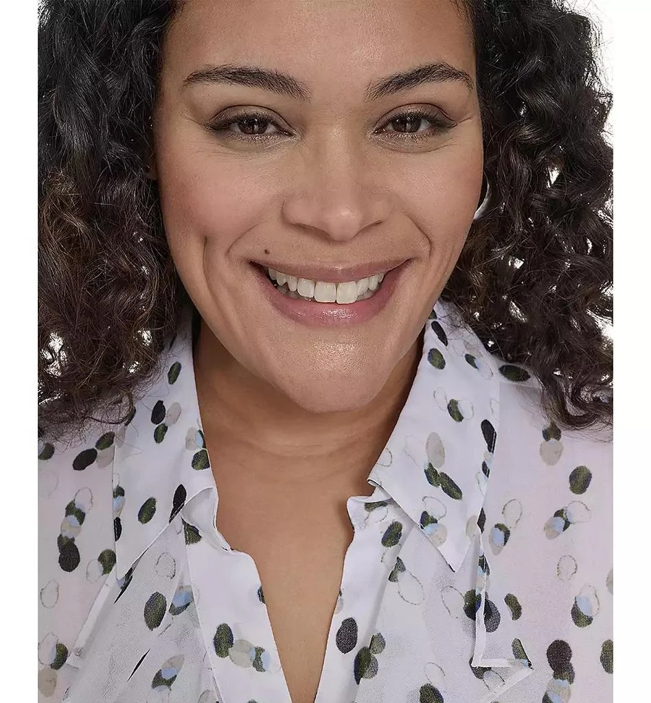 Calvin Klein Plus Size Dot-Print Ruffled Blouse 4