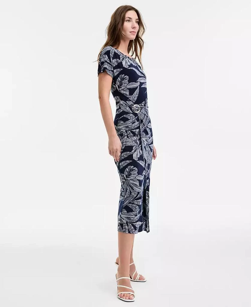 Robbie Bee Women's Printed Round-Neck Faux-Wrap Dress 2