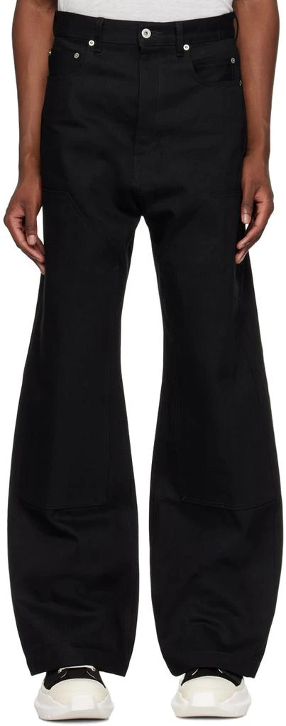 Rick Owens Black Double Knee Geth Cut Jeans 1