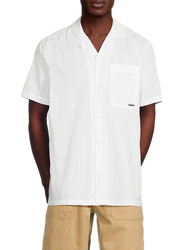 Karl Lagerfeld Paris ​Textured Cotton Camp Shirt 1