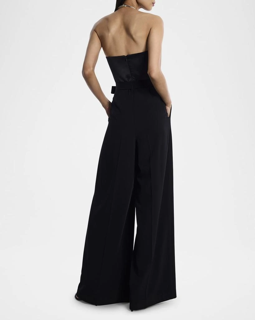 BCBG Strapless Wide-Leg Mixed Media Jumpsuit 3