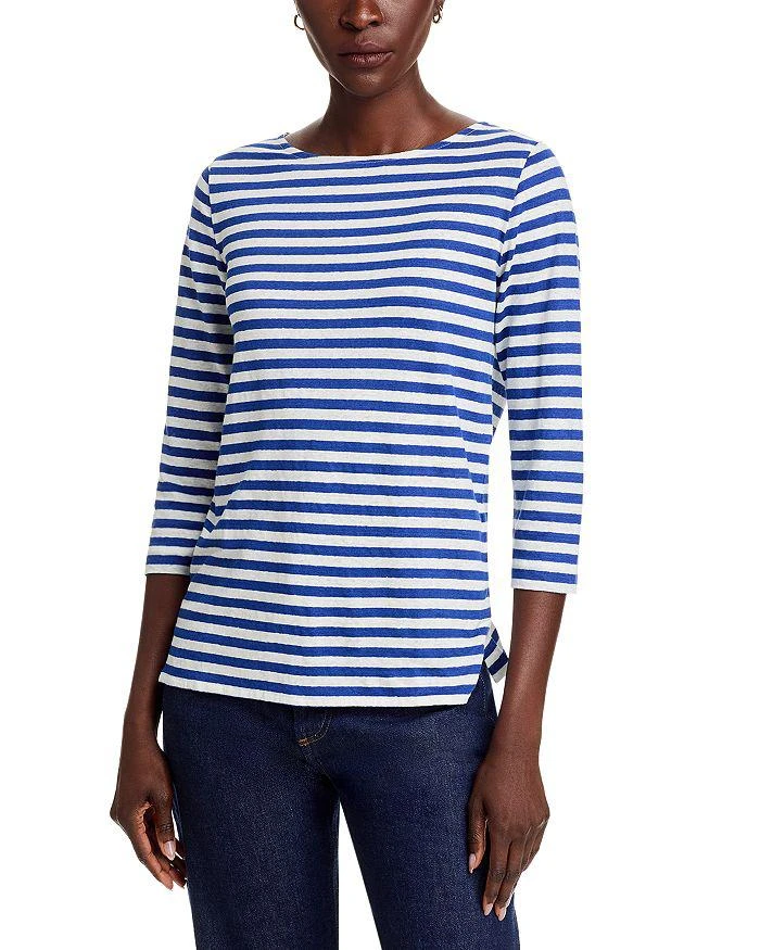 MAJESTIC FILATURES Striped Three Quarter Sleeve Tee 1