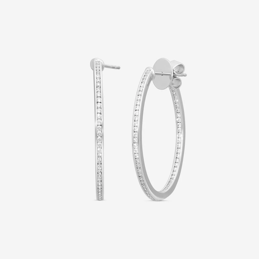 Mémoire Mémoire Channel Set 18K White Gold Diamond Round Hoop Earrings CHHO263