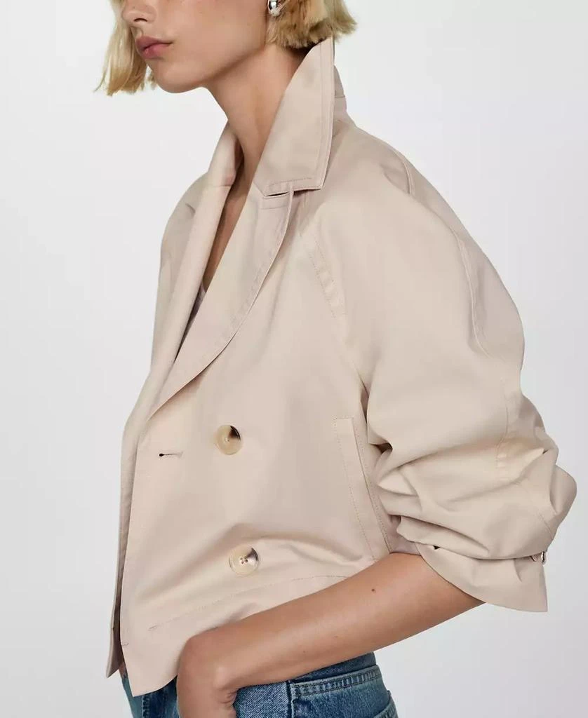 Mango Women's Lapels Detail Cropped Trench Coat 4