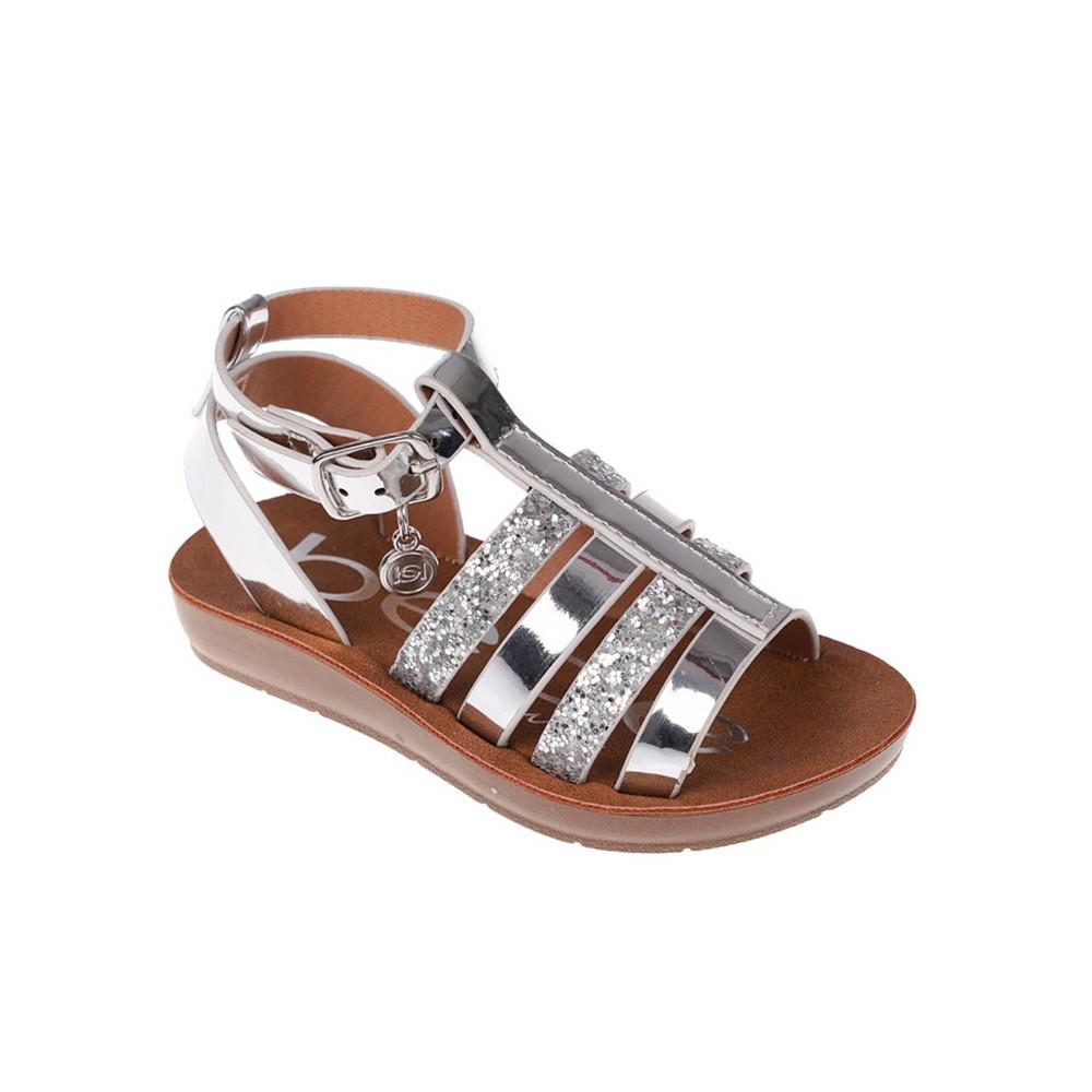 Bebe Toddler Girl's Open-Toe Fisherman Sandal with Charm and Glitters Polyurethane Sandals