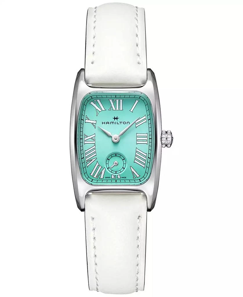 Hamilton Women's Swiss American Classic Small Second White Leather Strap Watch 24x27mm 1
