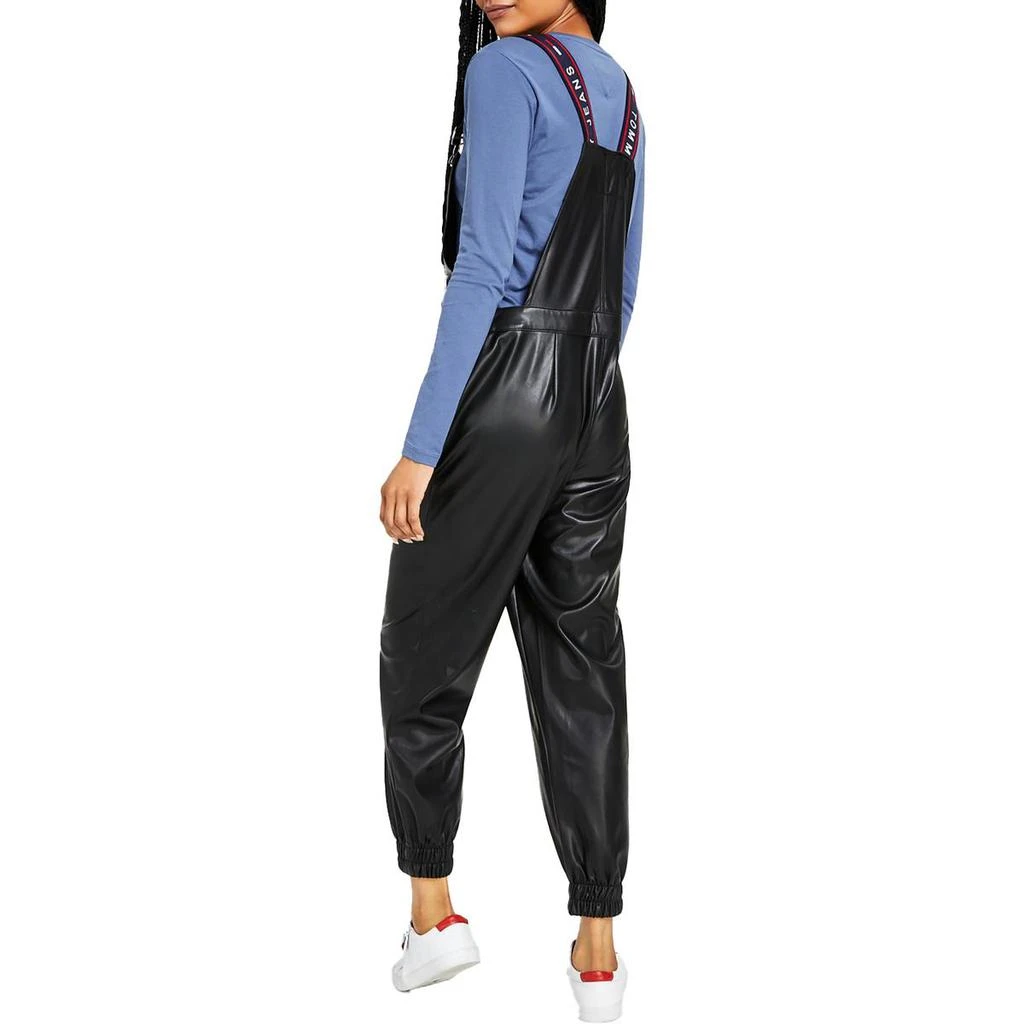 Tommy Jeans Womens Faux Leather Jogger Overalls 2