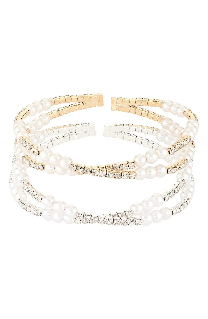 Tasha 2-Pack Assorted Faux Pearl Crisscross Bracelets