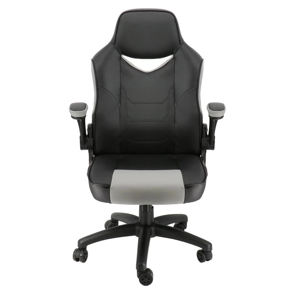 Elama High Back Adjustable Faux Leather Office Chair in Black and Gray 2