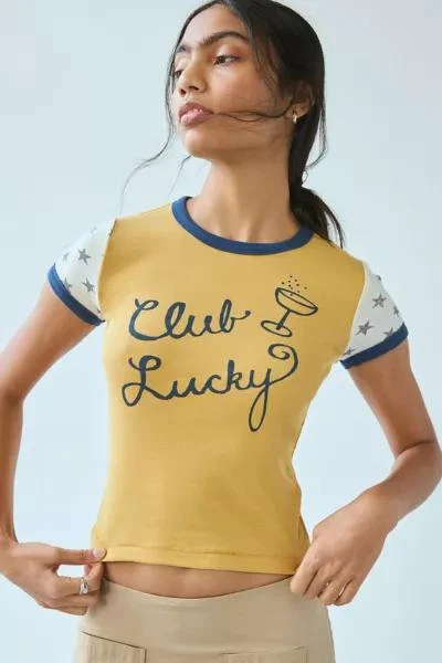 BDG BDG Club Lucky Graphic Ringer Baby Tee 1