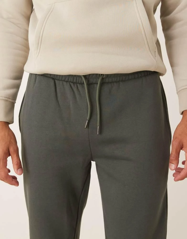 Brave Soul Brave Soul Straight leg open hem joggers in green 5