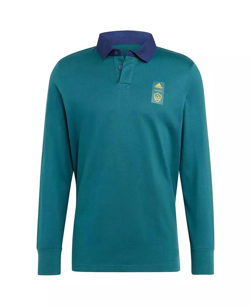 Adidas Men's 2023 Player Green LA Galaxy Travel Long Sleeve Polo Shirt 1