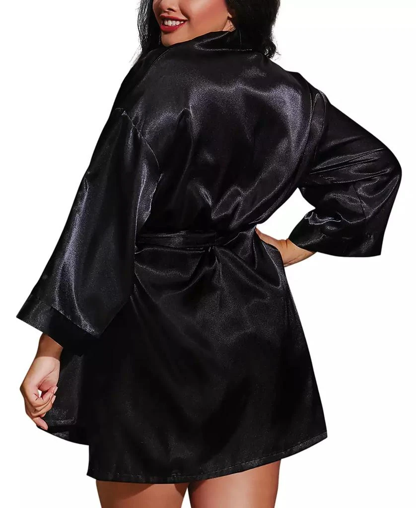 Dreamgirl Plus Size Satin Robe & Chemise 2pc Lingerie Set 2